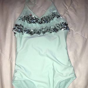 Girls Sequin Full Piece Swim Suit
